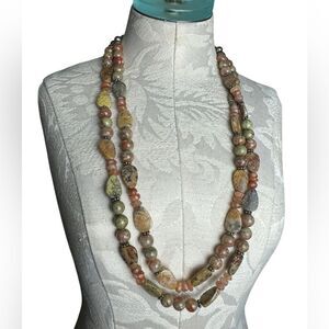 Vintage Jasper Double Strand Leaf Neckalce